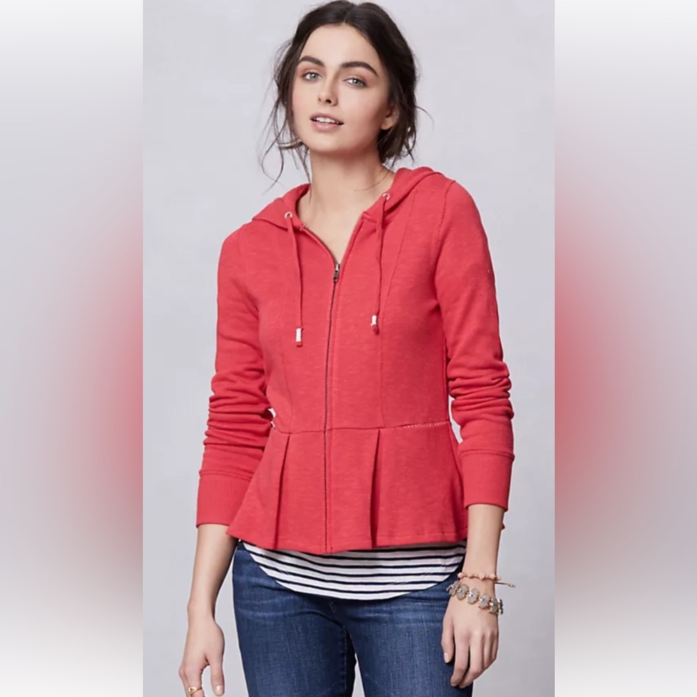 Anthropologie Saturday Sunday XS NWOT Terry Peplum Hoodie